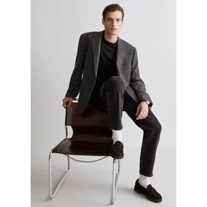 Madewell Roebling Two Button Blazer Italian Fabric Size 40R Charcoal Gray